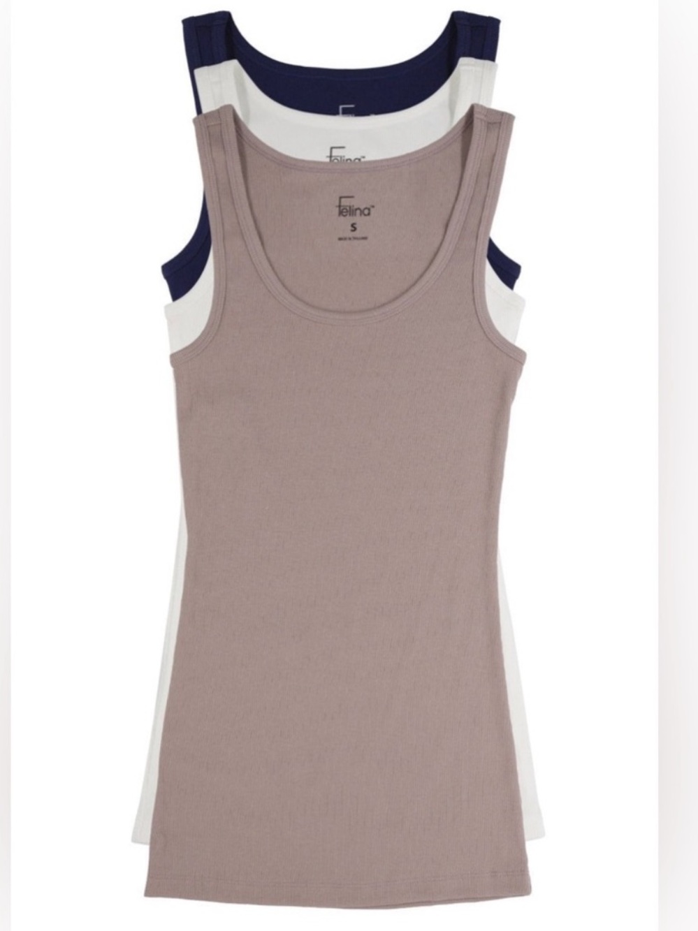 Cotton Ribbed ultra soft cotton strech Tank Top 3-Pack ideal for layering nwt